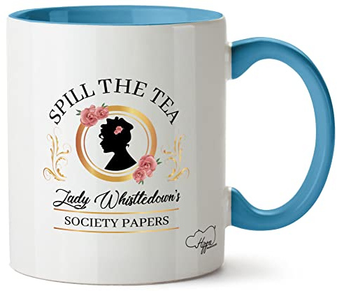 Hippowarehouse Spill the Tea Lady Whistledown's Society Papers Mug Printed Mug Various Colour Options Ceramic Cup Kitchenware 11oz