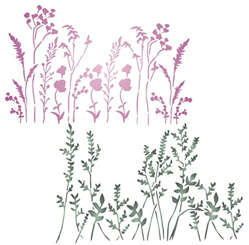 Stencil Company 2 x Gräser-Schablone, wiederverwendbare Wandschablone zum Malen