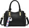 NICOLE & DORIS Mode Damen Handtaschen Elegante Henkeltasche PU Leder Schultertasche Designer Klein Tasche mit Mehreren Fächern Frauen Umhängetasche mit Anhänger Schwarz