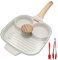 Bobikuke Divided Frying Pan, Non Stick Egg Frying Pan with Lid All in One Pan Fried Egg Pan Induction Compatible 3 in 1 Multi Section Breakfast Pan