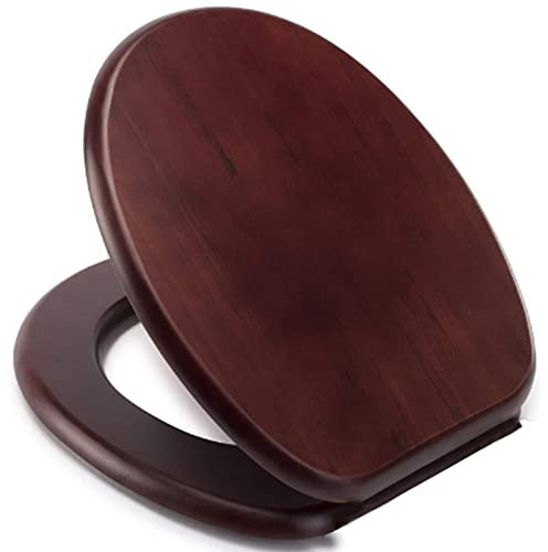 Bathroom Accessories MDF Easy Fit Oval Shape Toilet Seat,18 (Mahogany)