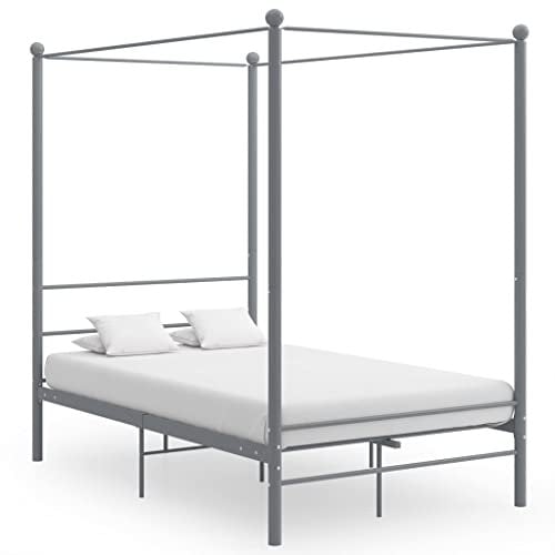 INLIFE Himmelbett Grau Metall 140x200 cm,23.5kg,325062