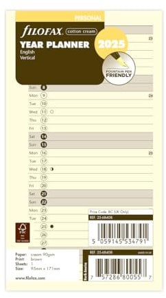 FILOFAX Kalendereinlage Personal Jahresplanercotton creme (E)2025