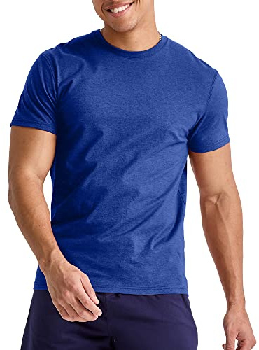Hanes ComfortBlend Originals Lightweight, Crewneck T-Shirts for Men, Tri-Blend Tee, Sizes, Royal Triblend, X Large Tall