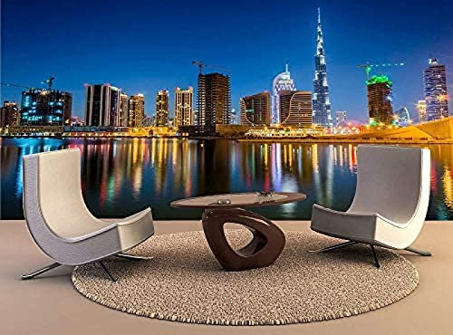 Wand Art Deco Dubai Skyline Wanddruck Wandbild Wandtattoo Wandteppich 3D Tapete Vlies Effekt Tv Die Fototapete Wandbild Wohnzimmer Schlafzimmer-350cm×256cm