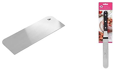 Tala Stainless Steel Icing Scraper and Icing Smoother, Essential Cake Icing Accessory, Metallic Silver, Large, 25.5 cm + Tala Stainless Steel Large Angled Icing Spatula Pallette Knife, Black