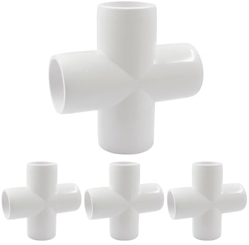 LifCratms 4 Stück 4-Wege-Kreuz-PVC-Fitting – 1,9 cm Kreuz-PVC-Rohrverbindungen Ellenbogen für DIY-Möbel, Zelt, Gewächshaus