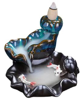 ARFUKA Keramik Räucherstäbchenhalter Rückfluss Räuchergefäß Halter Wasserfall Lotus Weihrauchbrenner Halter Aromatherapie Ornament Wohnkultur