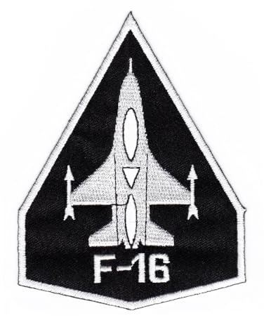Jet Flugzeug F-16 Schwarz Aufnäher zum aufbügeln oder aufnähen Bügelbild Aufbügler für Kleidung gestickter Bügelflicken Applikation Patch Größe 8,5 x 11 cm