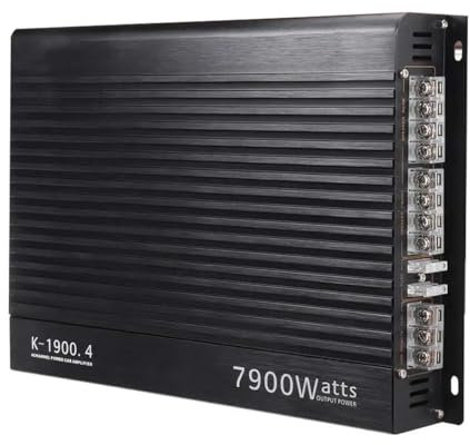 DINESA Amplificador de Coche de 12V 7900W,Potente Subwoofer Audio para Coche de 4 Canales, Amplificador EstéReo de Potencia de Aluminio para VehíCulo, Amplificador de Sonido para Coche