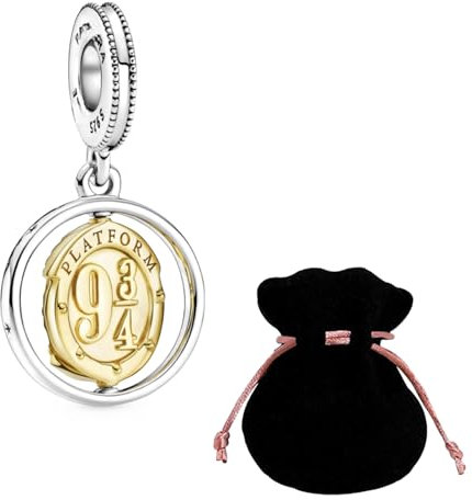 JABEDE Charm-Anhänger aus S925er-Sterlingsilber, Harry-inspiriert, passend für Armbänder großer Marken, mit einem eleganten schwarzen Beutel, zum Valentinstag, Standard, Sterling-Silber, kein Aplica
