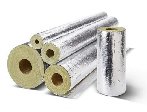 Rockwool 800 WLG 0,035 Tube d'isolation du tuyau en aluminium laminé en laine de roche Dimensions 15 x 20-1 m