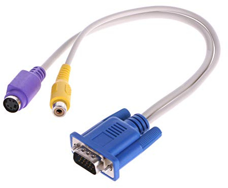 Christol Composite Uscita TV Adattatore Convertitore Cavo Video VGA Maschio a TV S-Video RCA Adattatore Cavo Convertitore Adatto per PC HDTV