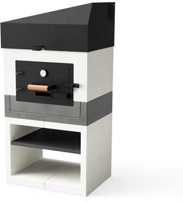 TUOZI - Horno de Leña Exterior de Obra KITAWAY OTTE (Blanco, Gris - 84 x 63 x 170 cm) - Horno de jardín en hormigón, ideal para pizza y pan, aislado con corcho y mantas cerámicas - REF: T00526