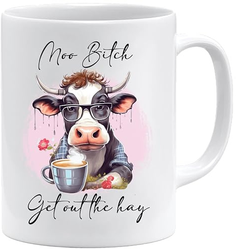 Funny Work Mug | Cow Parodies | Gifts for Mum | Birthday Gifts for Women | New Job Gifts | Mugs for Women | Leaving Gifts | Gifts for Animal Lovers | Christmas Birthday Present (Cow 2)