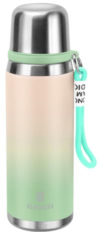 Stainless Steel Flask with Cup 700ml/23.6oz Vacuum Insulated Thermo Bottle Keep hot and Cold Water Bottles Coffee flasks.£¨Gradient Green£©