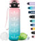 Grsta Botella Agua, Botella Agua 1 Litro con Filtro, Botella Agua Gimnasio, Botella Reutilizable a Prueba de Fugas, Botella de Agua con Eslogan Motivacional, para Gimnasio, Yoga, Correr, Rosa-Cian