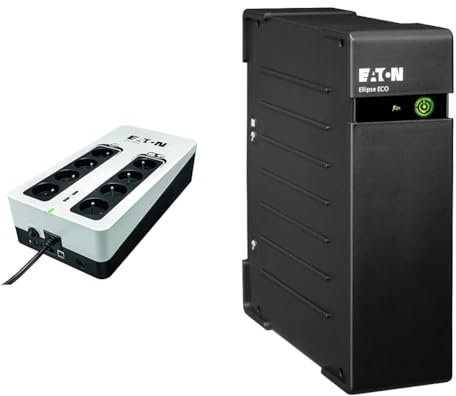 Eaton Onduleur Parafoudre 3S 700 FR - Off-Line UPS - Alimentation sans Interruption & Onduleur Ellipse ECO 650 FR – Off-Line UPS – EL650FR – Puissance 650VA, 4 Prises FR