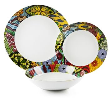 Excelsa Afrique Service de vaisselle 18 pièces, porcelaine, multicolore