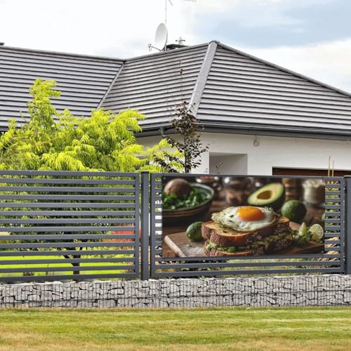 Banner Party Decor Happy Birthday Banner personalisiertes Banner mit Messingösen, leckeres Essen, Banner, Party-Hintergrund, Hof-Banner, Schild, Hintergrund für Innen- und Außenbereich, Dekoration