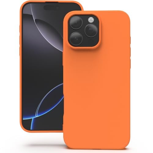YATWIN Silicone Case for iPhone 16 Pro, Soft-Touch, Shockproof, DustProof, Antiskid Full Body Armour Phone Cover for Apple iPhone 16 Pro - Orange