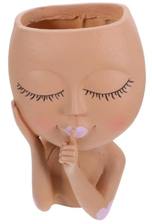 BESPORTBLE Bonita Maceta de Resina con Diseño Facial para Plantas de Interior para Decoración del Hogar