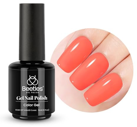 Beetles 15 ml UV Gel Nagellack Grapefruit Rosa, Gel Polish Rosa Grapefruit Maniküre Nagelstudio DIY Gellack Nagelkunst Design für Anfänger