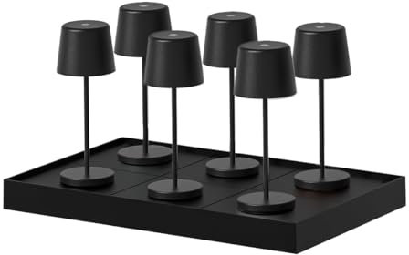 KELLY Mini Tischleuchte, kabellos, Aluminium, LED, Weiß, dimmbar, Höhe 22 cm, mit Ladeplatte, 6 Stück