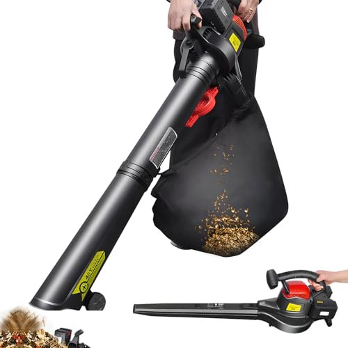FAcoLL Cordless Leaf Blower and Garden Vacuum, 40V Dual Battery Powered Leaf Blower with 6 Speed Adjustment, 340 km/h Air Speed & 156 CFM Air Flow, for Patio Cleaning, Lawn Care, Blowing Dust