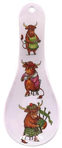 The Leonardo Collection Finola Stack Highland Cow Spoon Rest | Durable Spoon Rest Kitchen for Spoons | Tea Spoon Holder for Kicthen & Home | Ideal Utensils Holder & Teaspoon Rest Gift for Women & Men