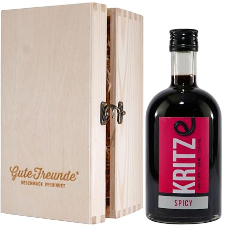 Kritze Lakritzlikör -Spicy- mit Geschenk-Holzkiste