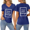 Custom T Shirt Personalised with Text Image/Picture/Po/Text Mens Women Short Sleeve T-Shirt Create Your Own Custom Funny Short Sleeve Gi-Fts with Novelty Customised Message Dark Blue