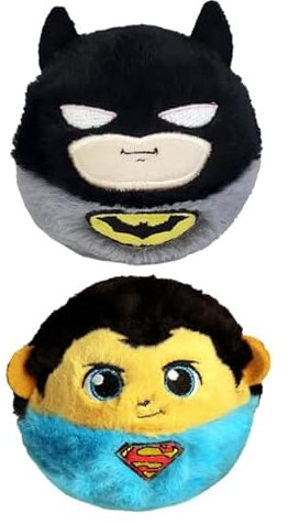 TY Batman und Superman Bouncy Balls 2er-Set – Weiche Plüschtiere für Kinder – Kuschelige Sammelfiguren – Geschenk für Jungen & Mädchen
