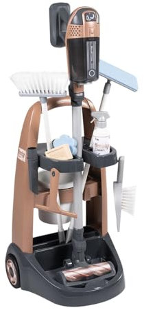 Smoby - Rowenta - Carrello per le pulizie + Scopa Aspirapolvere - Giocattolo d'imitazione - Funzione elettronica - 10 accessori - Dai 3 anni - Prodotto in Francia