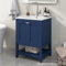 Arhatreya Meuble de salle de bain simple avec meuble bas 60 cm et lavabo en céramique bleu