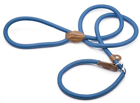 Supet hundeleine große Hunde Retrieverleine mit zugstopp Moxonleine Dauerhafte Weiche Geflochten mit Halsband Einstellbar Retriever Leinen für Kleine Mittlere und Große Hunde (Blue,M