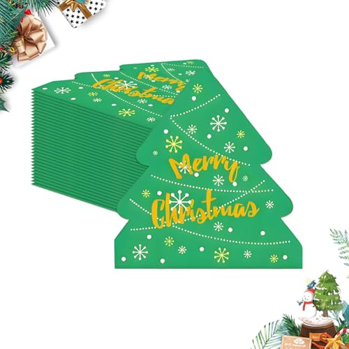 40 Pezzi Tovaglioli di Natale, Albero di Natale Forma Tovaglioli da Cocktail Usa e Getta Monouso, Merry Christmas Tovagliolis Christmas Decorazione Carta per Vacanza Pranzo tè Xmas Festa Forniture