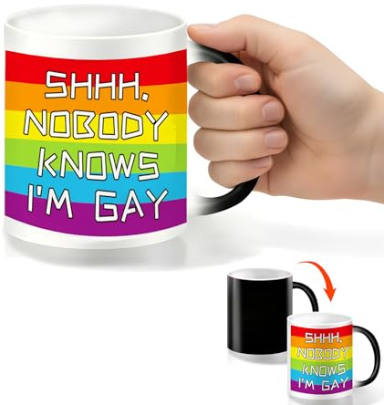 Mug Magique Cadeau pour Ami Gay Humour Tasse qui Change de Couleur Avec la Chaleur Idee Cadeaux Anniversaire pour Homme Collègue Meilleure Amie Collegue Mugs Drole Cappuccino Tasses a Cafe Ceramique