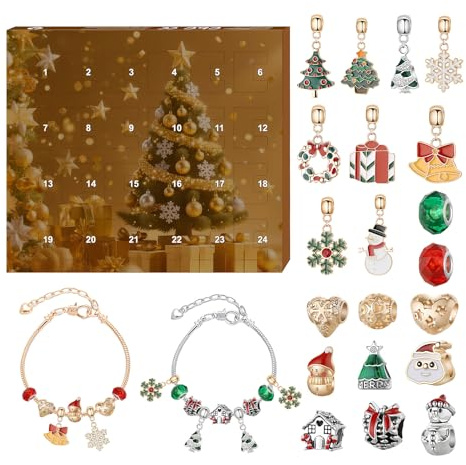 Jewellery advent_calendar 2025 - Christmas Jewelry Advents Calendars 2025s | 24 Days Countdown Jewelry Making | Calendar Advent 2025 Girls Bracelet | For Kids Teens Girls Adults Vacation Holiday