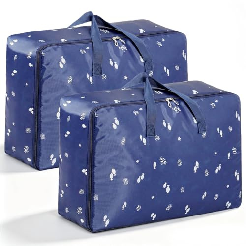 Gykutix 2 Pezzi 105L Borse Trasloco Extra-Large, Borse Stoccaggio Impermeabili con Doppia Cerniera Rinforzata e Manici, per Trasloco, Conservazione Abbigliamento, Biancheria da Letto, Coperte