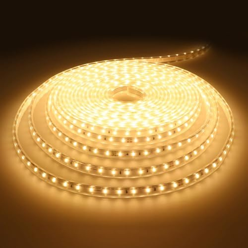 HOFTRONIC - Flex60 LED Streifen 10 m 80W Dimmbar IP65 3000K Warmweiß 7000lm 60 LEDs/m UV-beständig Kürzbar pro 100 cm Flexibles LED Lichtband für Bad Spiegel & Indirekte Beleuchtung