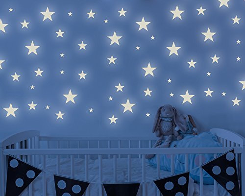 TinyFoxes Leuchtsticker Sterne - Set aus 55 fluoreszierenden Sternen - Wanddeko für das Kinderzimmer - von Kristin Franke