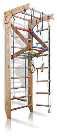 Kletterwand Sprossenwand Turnwand Kinder-4-220-Farbe Fitness Sportgerät Klettergerüst Holz