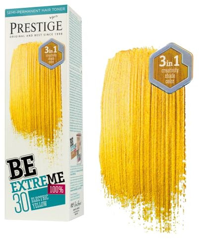 Vip's Prestige Be Extreme | Semipermanenter Haartonisierer 30 Elektrisches Gelb | Reines Pigment| Verleiht gefärbten oder grauen Haaren Farbe| Temporäres Ergebnis | Ammoniakfrei, Parabenfrei, PPD-frei