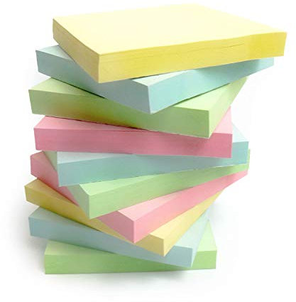 labelduck 400 Qualität, verschiedene Pastellfarben Farbige Post abnehmbarer Sticky Notes/Haftnotizen 76 x 76 mm 4 Pads 100 Stück einzeln verpackt