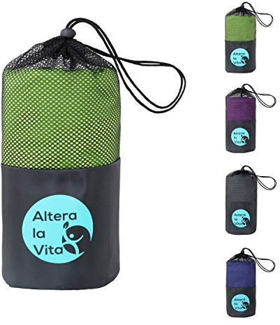 Altera la Vita Hüttenschlafsack modernster Mikrofaser 220x80 cm mit Reißverschluss Kissenfach und Fußöffnung Reise Schlafsack Inlett für Backpacking Camping Hütte Hotel Ultraleicht klein