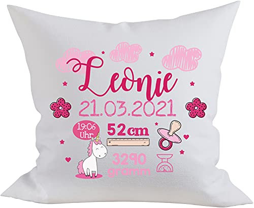 EZYshirt Personalisiertes Kissen als Glückwunsch zur Geburt | Geschenke zur Geburt | Babygeschenk für Jungen und Mädchen