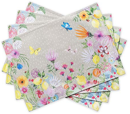Maison d'Hermine Jardin D'Ete Set di 4 tovagliette in 100% cotone, per tavolo da pranzo, cucina, matrimonio, uso quotidiano, cene, primavera/estate (Fog, 33cm x 48cm)