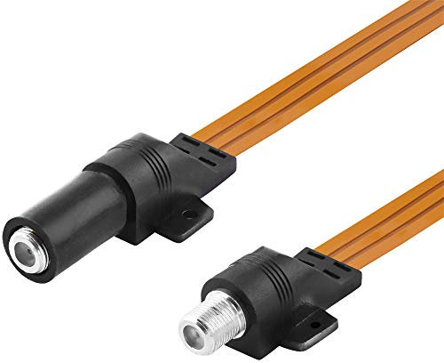 BestPlug 50cm Sat LNB wasserdichte Fensterdurchführung 75Ohm Flachkabel Ultra flach, F-Buchse Kupplung weiblich auf F-Buchse Kupplung weiblich, geeignet für 3D SD HD FullHD UHD 4K, transparent