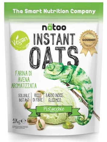 NÄTOO Farina di Avena Aromatizzata, 1 kg, Ideale per Pancake Proteici, Instant Oats, Avena Istantanea Gusto Pistacchio